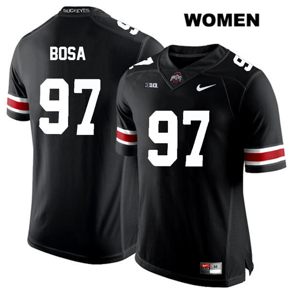 Ohio State Buckeyes Women's Nick Bosa #97 White Number Black Authentic Nike College NCAA Stitched Football Jersey QN19U85WO